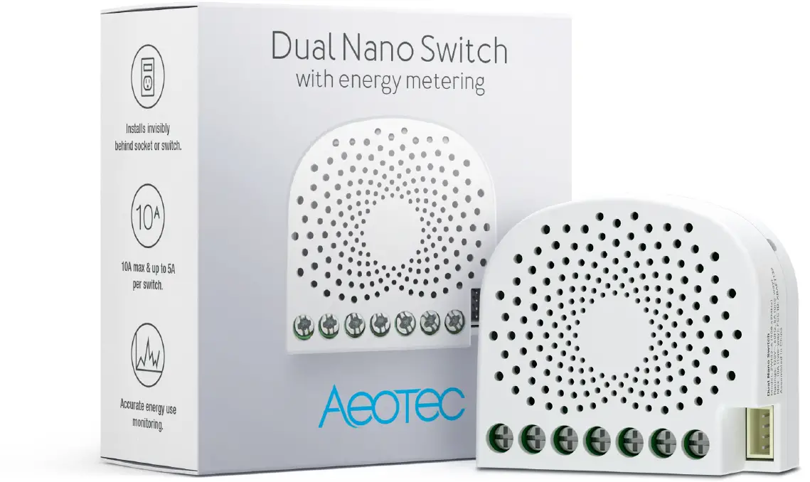 Aeotec AEOEZW132 Dual Nano Switch with Power Metering