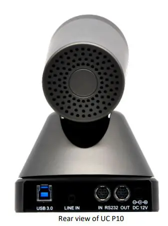 MAXHUB UC P10 HD 1080p USB PTZ Camera User Guide - Rear view of UC P10