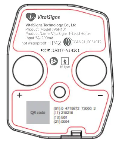 VitalSigns VSH101 Lead Holter-Chassis label