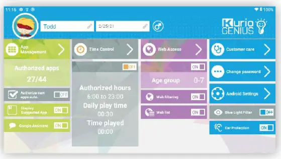 Kurio SMART 8391X Portable Tablet- Main Menu