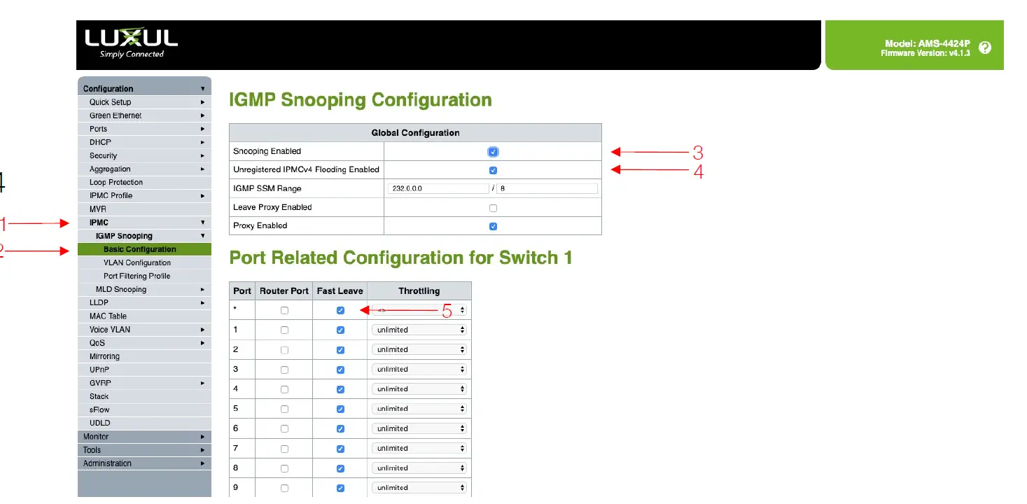 LUXUL Managed Switch Configuration for Dante 7