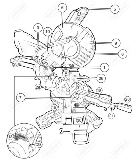 VonHaus 3500159 1500W Sliding Mitre Saw - figure 1