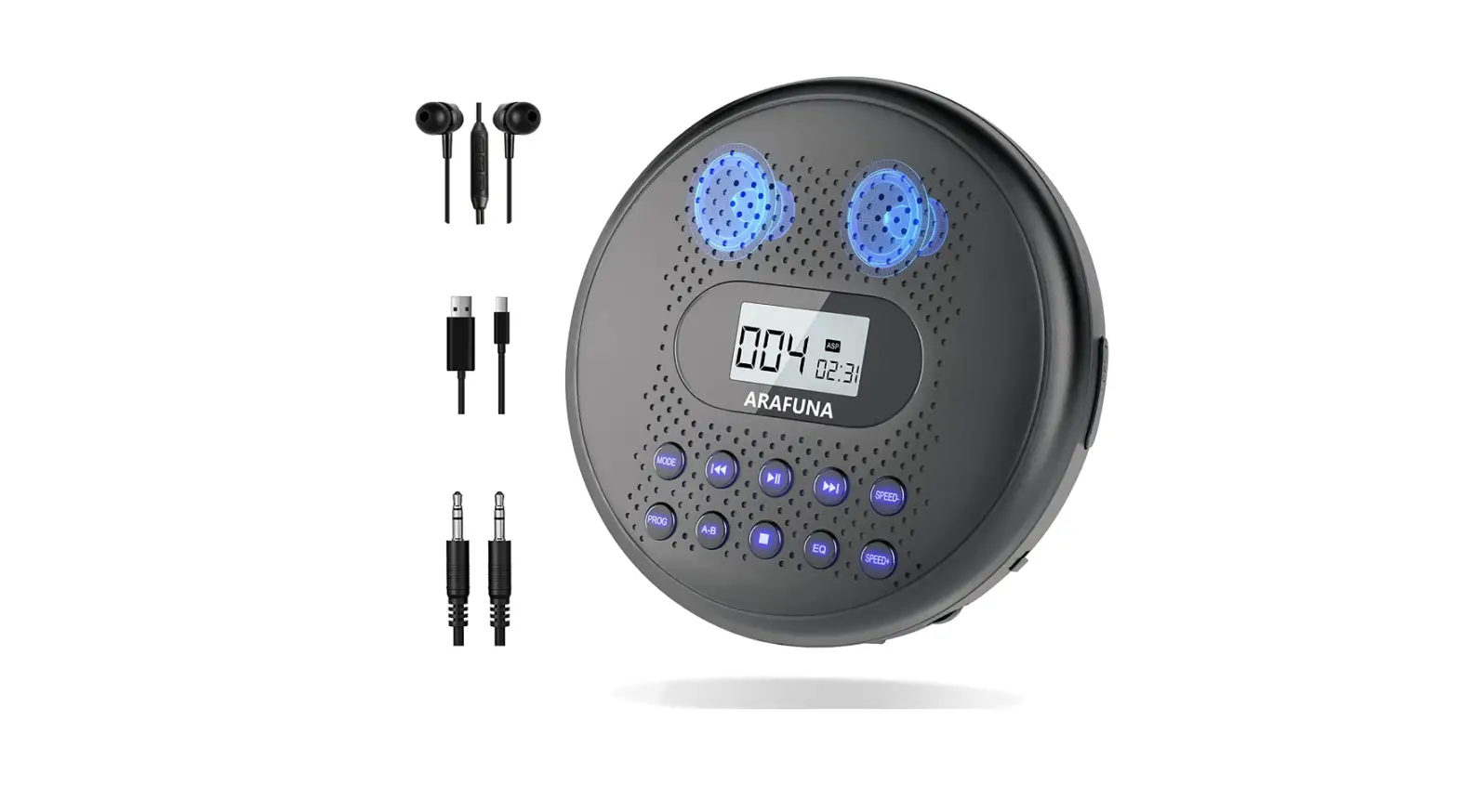 Cd Player Portable, Arafuna Portable Cd Player With Dual Stereo Speakers-complete Features/user Manual