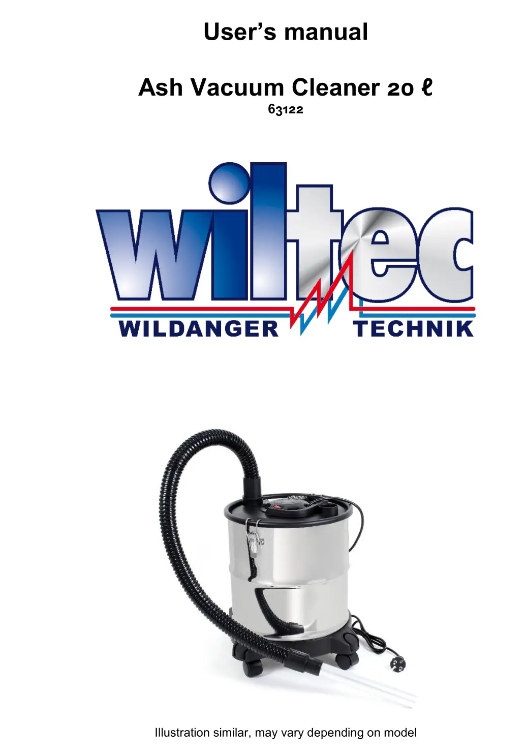 wiltec 63122 Ash Vacuum Cleaner 20 ℓ User Manual