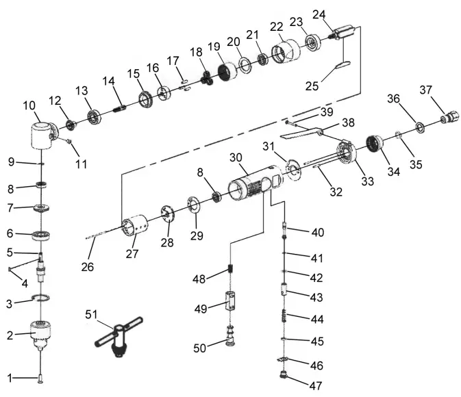 Clarke CAT219 3 or 8 Inch Reversible Air Drill-fig9