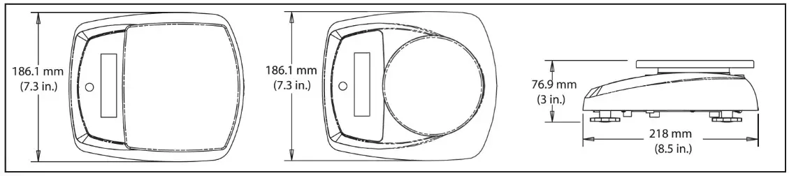 OHAUS Valor 3000 Xtreme Compact Precision Scales Compac Outline Dimensionst