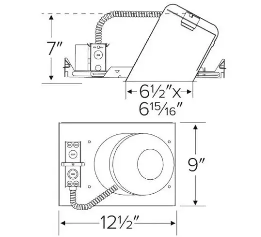 ELCO Lighting EL918ICA 6 Inch Sloped Ceiling Medium Base IC Airtight Single Wall New Construction Housing - Figure 1