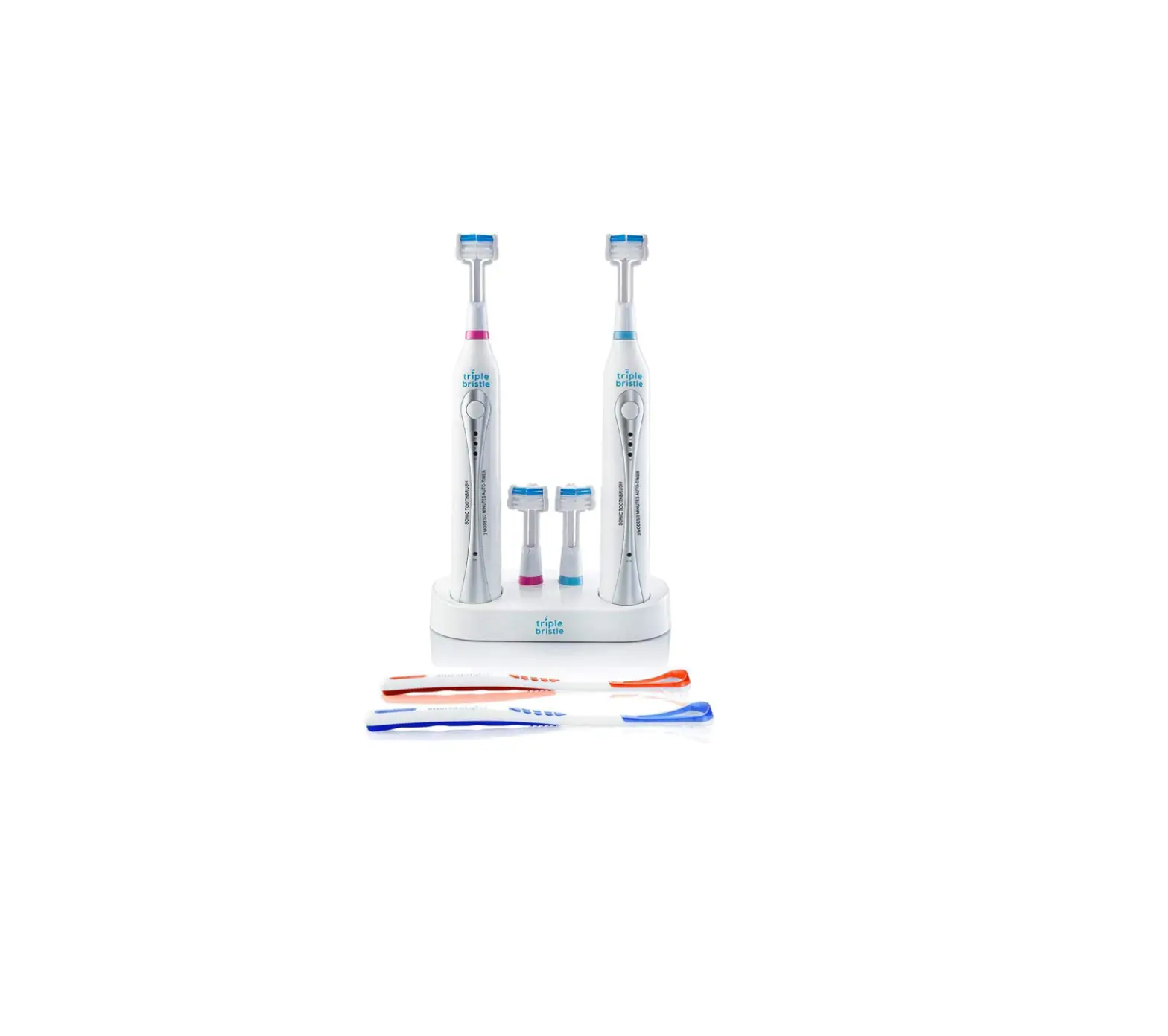 Triple Bristle Sonic Toothbrushes With Dual Charging Station Instruction Guide