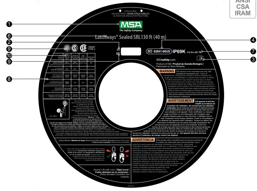 MSA Latchways Self Reracting Lifeline SRL Instruction Manual - Fig J