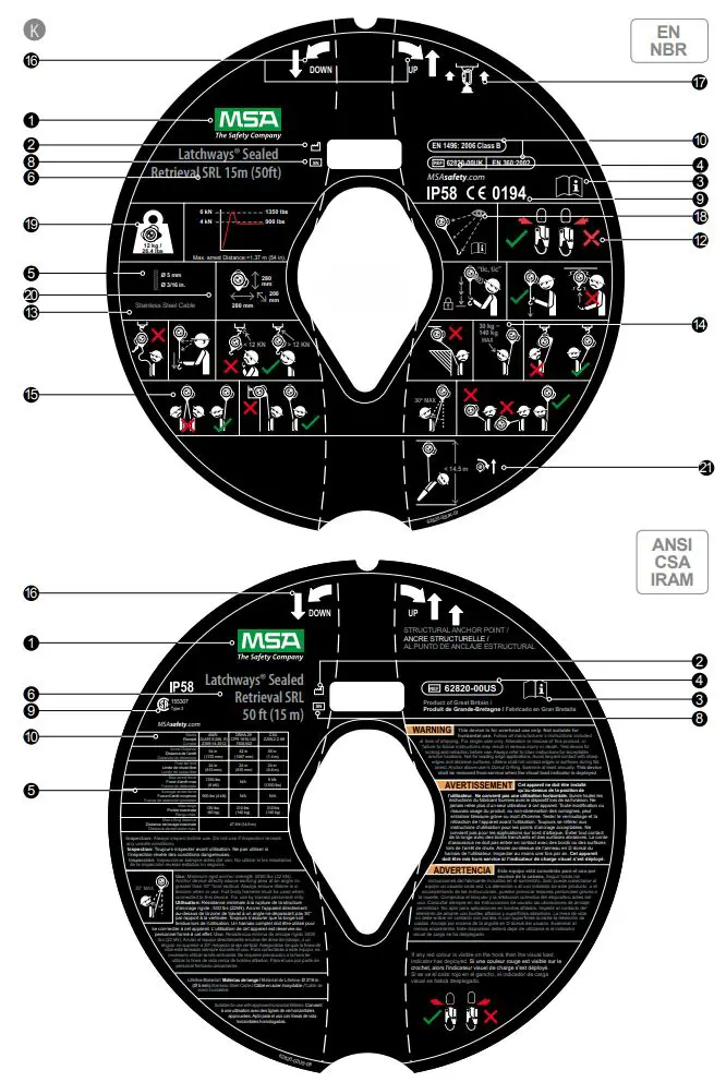 MSA Latchways Self Reracting Lifeline SRL Instruction Manual - Fig K
