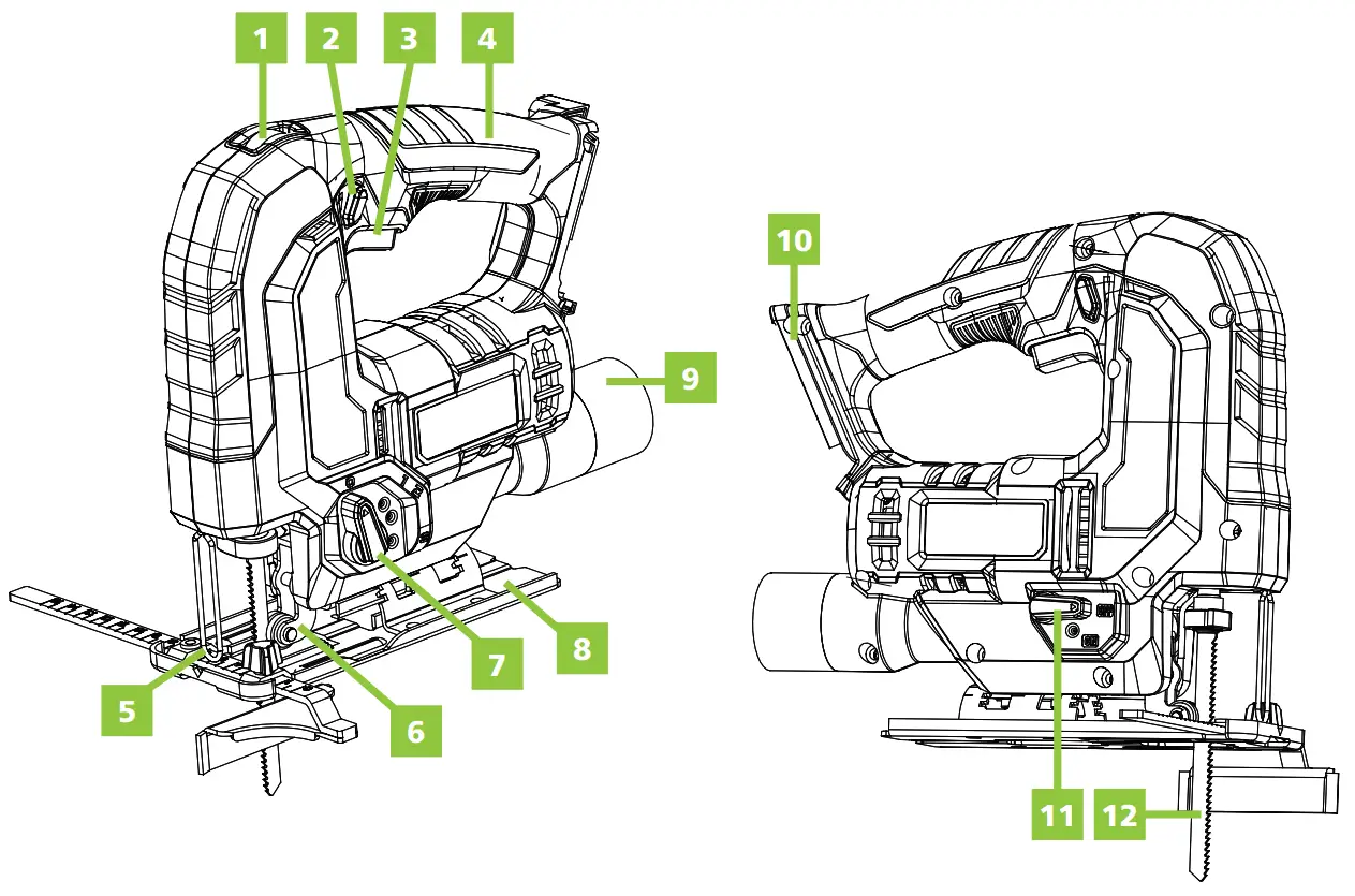 GREENCUT SRJ200L 20V Lithium Battery Cordless Jigsaw parts