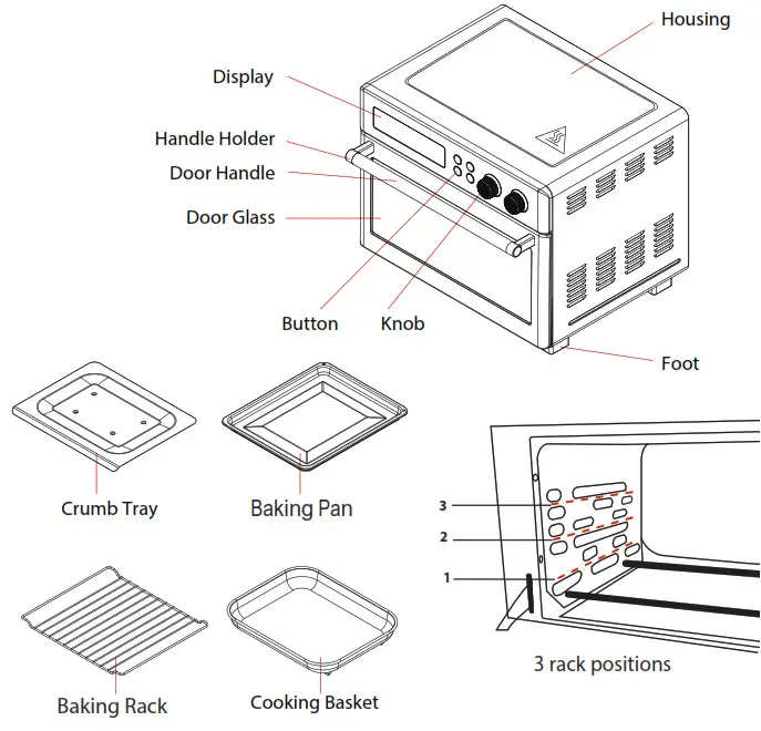 TOSHIBA WTU-A25ASS Toaster Oven - NAME OF PARTS