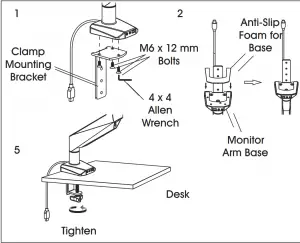 ULINE H-7620 Single Monitor Mount Easy Adjust Figure 2-A
