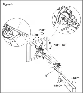 ULINE H-7620 Single Monitor Mount Easy Adjust Figure 5