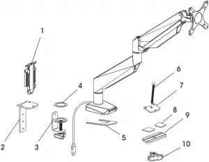 ULINE H-7620 Single Monitor Mount Easy Adjust -Parts