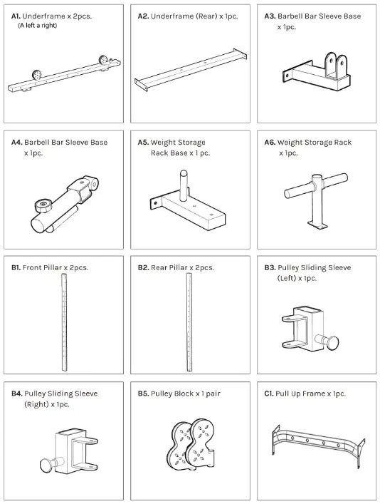 LSG GRK100 Multi Function Power Rack with Adjustable Cable Pulleys - fig