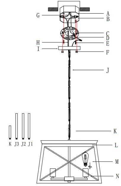 Maxax MX21010 4WD Springfield 4 Light Lantern Geometric Chandelier-
