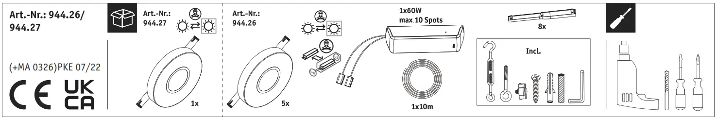 Paulmann 944.26 Cable System DiscLED 5 Spots Chrome - Fig