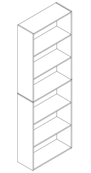 URTR HY01616Y 70 8 Inch Black Wood Bookcase with 6 Shelf - Cover