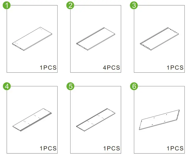 URTR HY01616Y 70 8 Inch Black Wood Bookcase with 6 Shelf - Parts 1