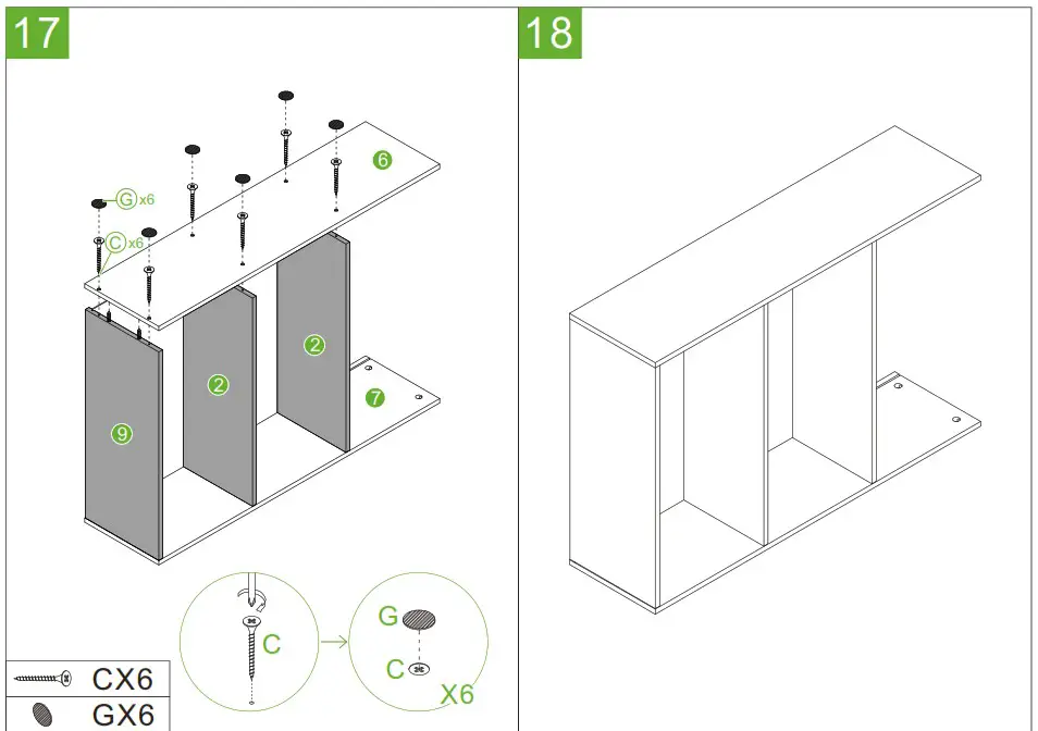 URTR HY01616Y 70 8 Inch Black Wood Bookcase with 6 Shelf - Product Assembly 10