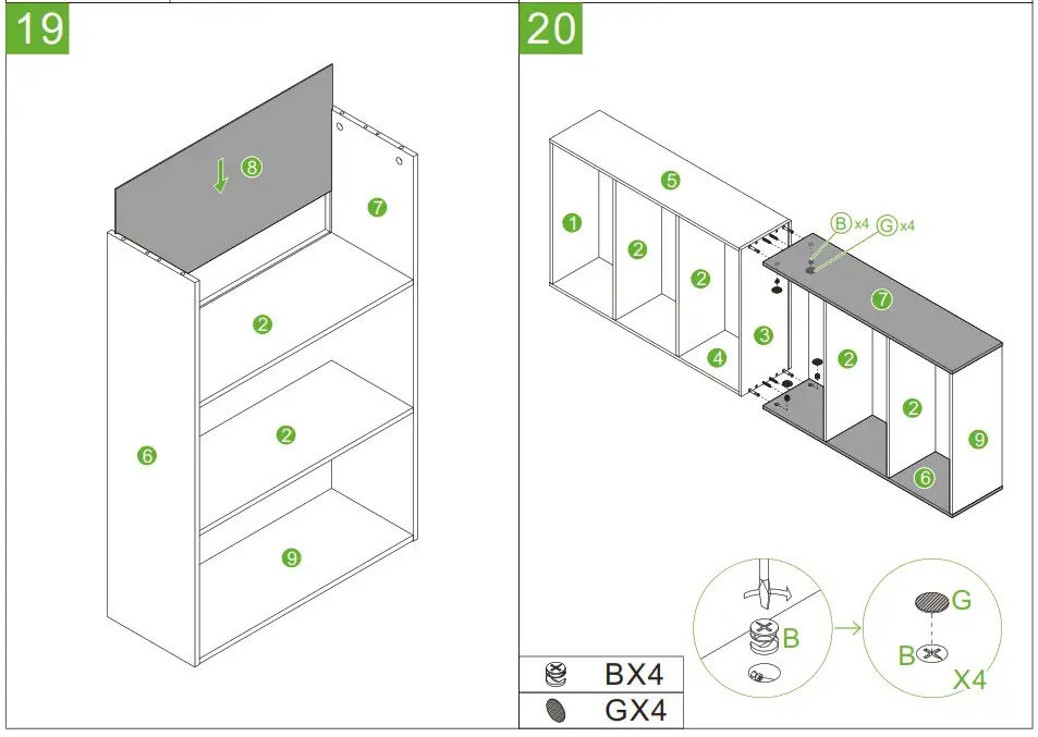 URTR HY01616Y 70 8 Inch Black Wood Bookcase with 6 Shelf - Product Assembly 11
