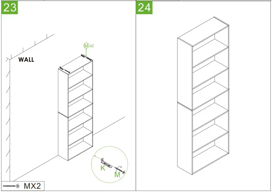 URTR HY01616Y 70 8 Inch Black Wood Bookcase with 6 Shelf - Product Assembly 13