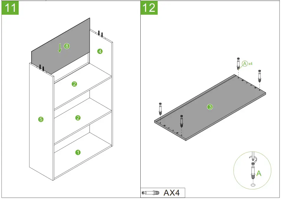 URTR HY01616Y 70 8 Inch Black Wood Bookcase with 6 Shelf - Product Assembly 7