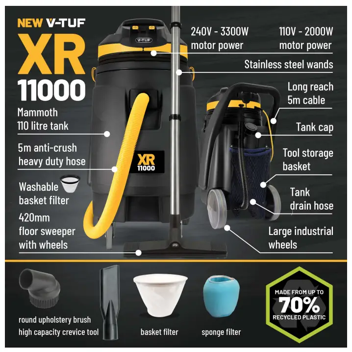 V TUF XR11000 High Performance Wet and Dry Industrial Vacuum Cleaner - fig 4