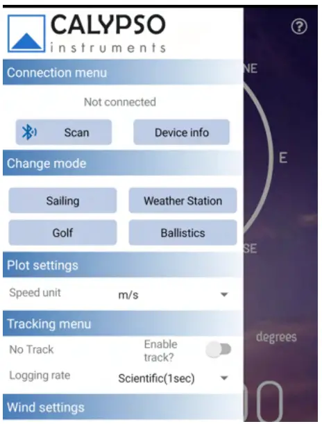 CALYPSO 34165 AnemoTracker App - saved device