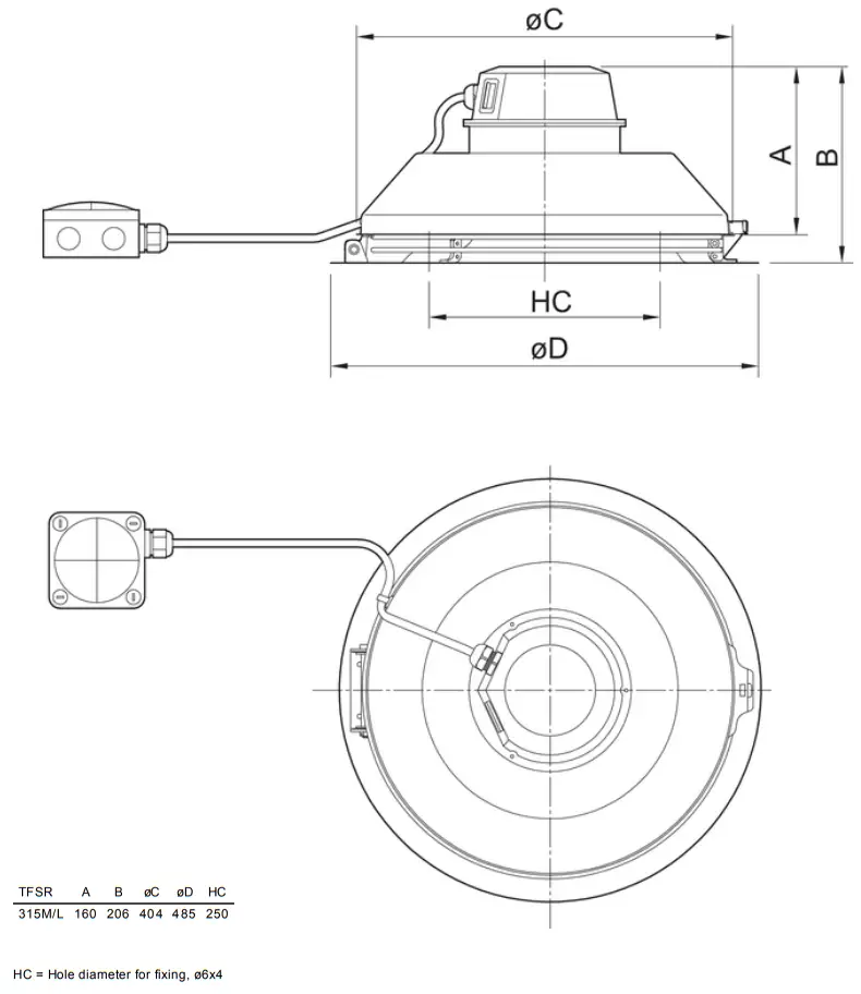 Puravent 27765 TFSR 315 M BLACK Centrifugal Roof Fan - FIGURE 2