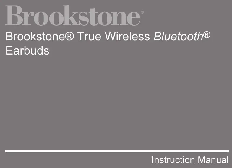 Brookstone True Wireless Bluetooth Earbuds Instruction Manual