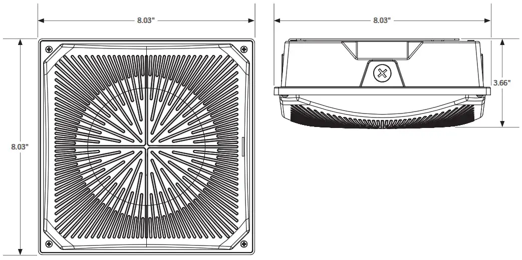 KEYSTONE KT CLED40 S1 850 VDIM LED Canopy Light Fixture - DIMENSIONS