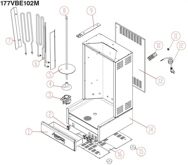 AVANTCO 177VBE101A Electric Vertical Broilers - Diagram