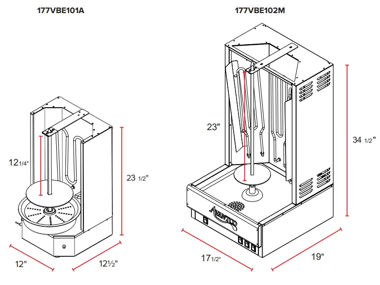 AVANTCO 177VBE101A Electric Vertical Broilers - Specifications