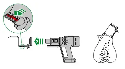 dyson N547 Cordless Vacuum Cleaner- bin being