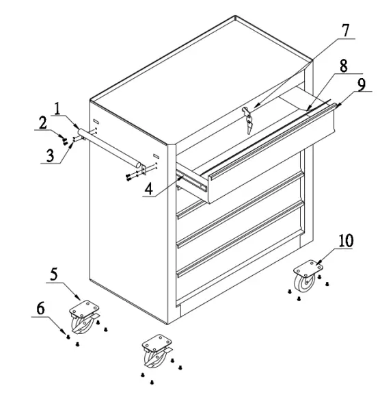 CERTA CTTSCT5DRWA Toolbox Storage Cabinet Trolley 5 Drawer - OVERVIEW