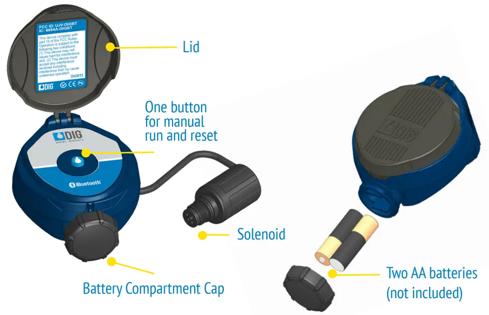 DIG 410BT Series 410BT-000 Bluetooth Battery Powered Irrigation Controller - FIGURE 1
