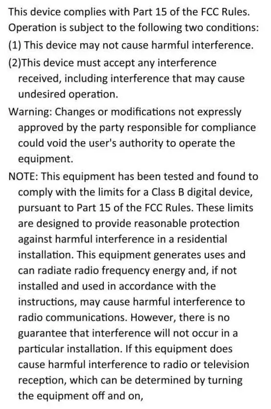 Shenzhen Tianyuan Industrial M1 Bone Conduction Headphones User Manual - FCC Statement