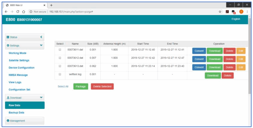 e survey E800 GNSS Receiver - Raw Data