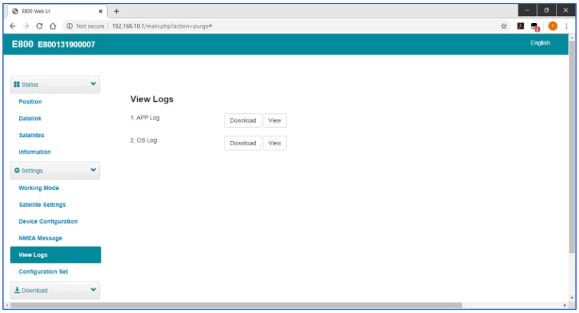 e survey E800 GNSS Receiver - View Logs