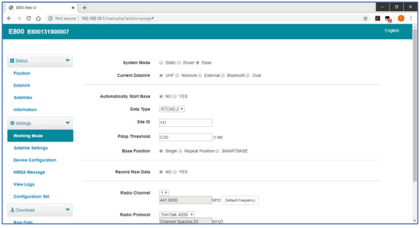 e survey E800 GNSS Receiver - Working Mode