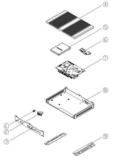 Exploded view of the ASB200 assembly 1