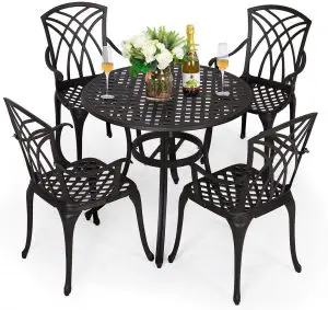 NUU GARDEN 5-Piece Cast Aluminum Patio Dining Set Outdoor Bistro