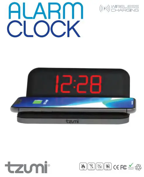 tzumi Alarm Clock with Wireless Charging User Manual