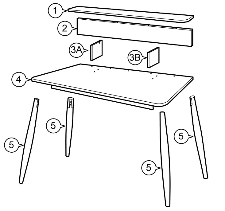 ASHCROFT ASH0197 Rectangular White Solid Wood Secretary Desk - FIG 3