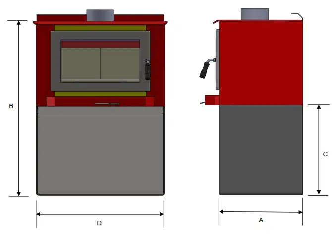 KEMLAN Tempo 3 Freestanding Wood Fireplace - DIMENSIONS 3