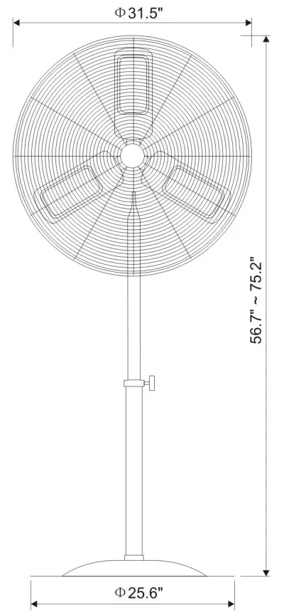 TORNADO HI FAN 30HVF 1P 30 Inch High Velocity Metal Stationary Non Oscillating Pedestal Fan - FIG