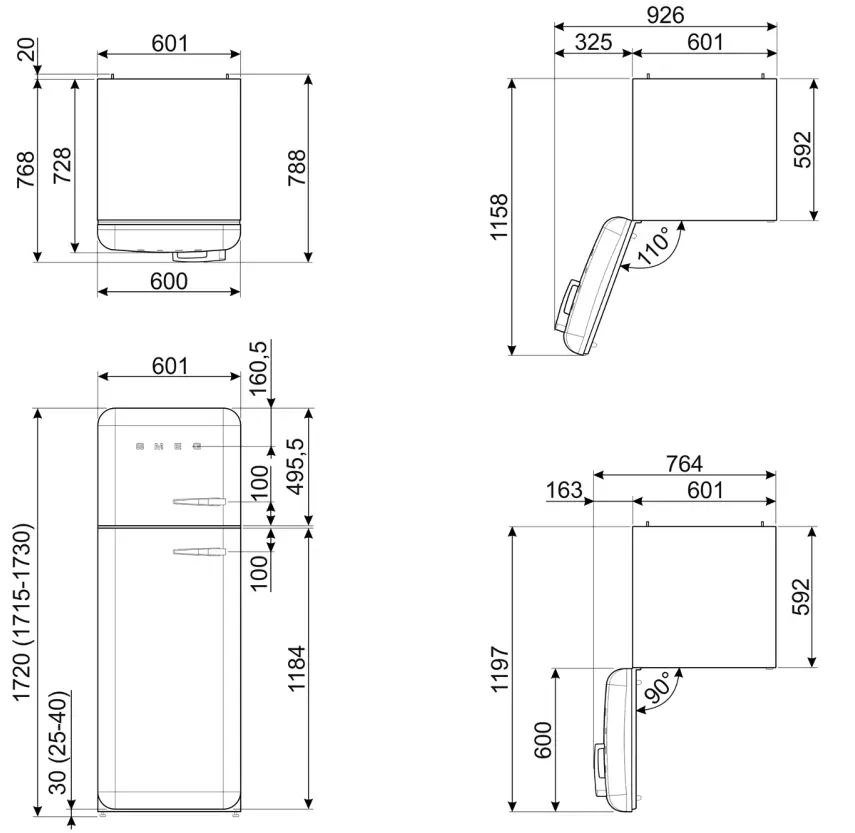 smeg FAB30LSV5 Retro Style Fridge Freezer - Fig 3