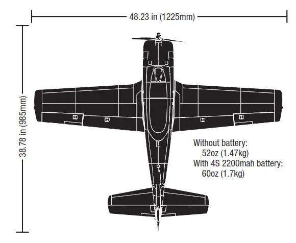 E flite T 28 Trojan BNF Basic with Smart RC Plane - battery1